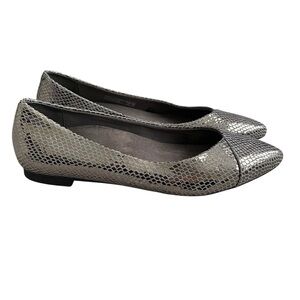 Vionic Gem Caballo Snake Print Pointed Toe Leather Flats Women’s Size 8